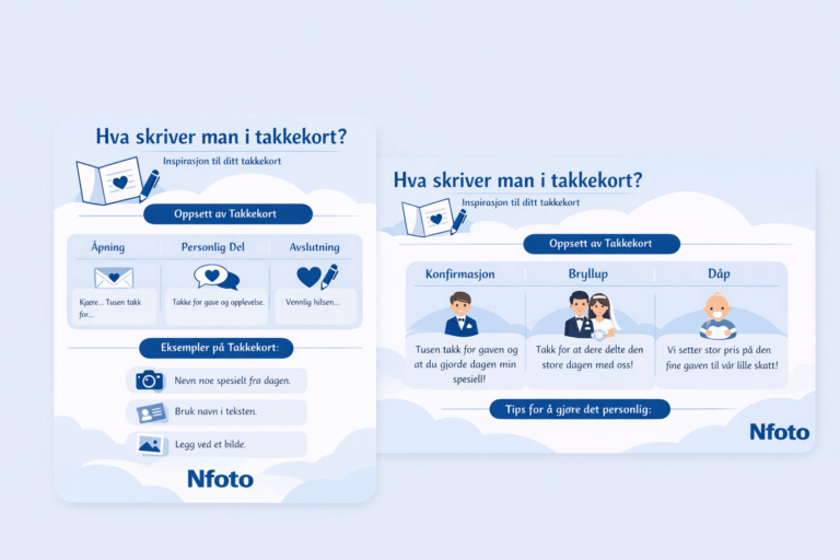 Oversikt over hva man kan skrrive i et takkekort