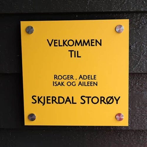 Dørskilt 20x20 cm aluminium
